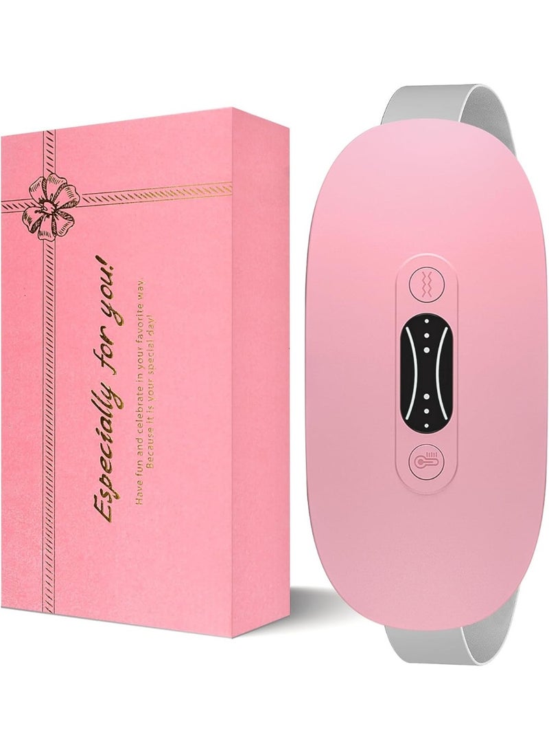 Easy Shop Portable Cordless Heating Pad for Period Cramps Relief, Rechargeable Electric Heat Belt with 3 Adjustable Heat Levels and 4 Vibration Modes, Perfect Gift for Women and Girls, Pink - Image 1